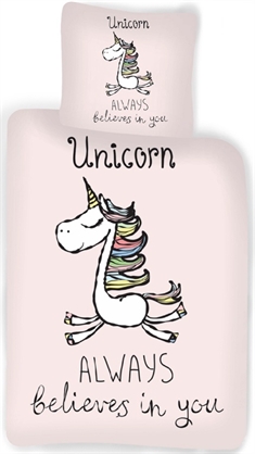 Junior sengetøj 100x140 cm - Happy life unicorn - 100% bomuld 